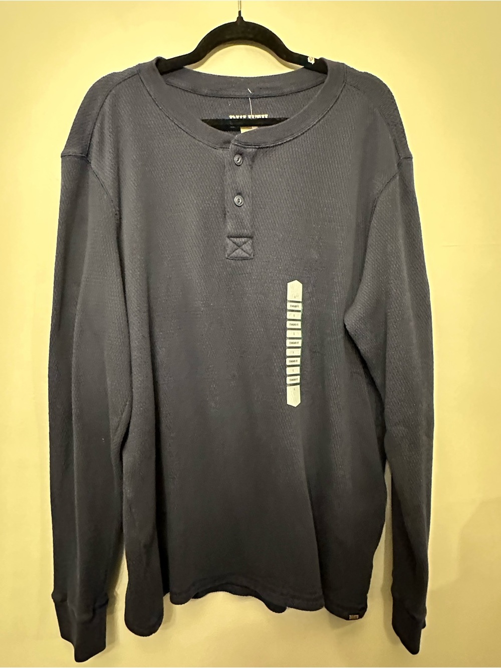 Duluth Trading Mens Large HiFi Thermal Henley Navy Long Sleeve Cotton Shirt